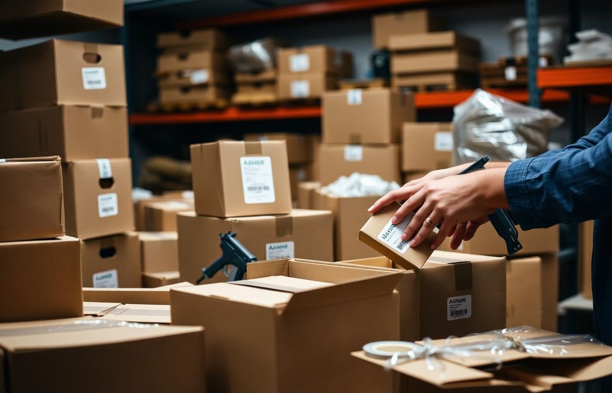 Goods being packed and labelled for export